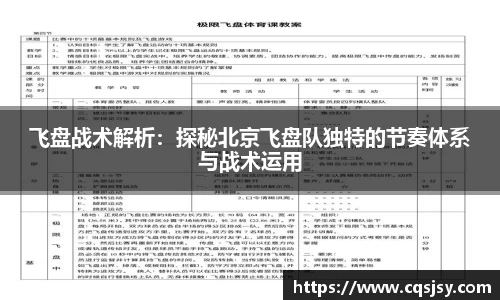 飞盘战术解析：探秘北京飞盘队独特的节奏体系与战术运用